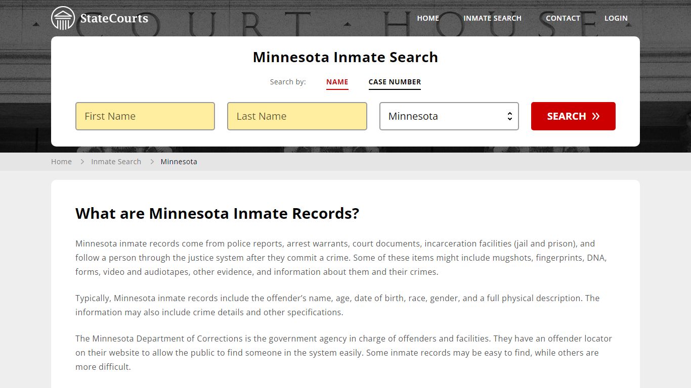 Minnesota Inmate Search, Prison and Jail Information - State Courts